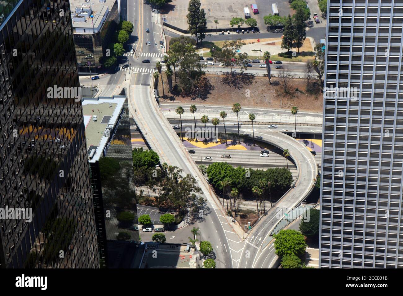 Los Angeles California USA downtown cityscape between skyscrapers Stock Photo