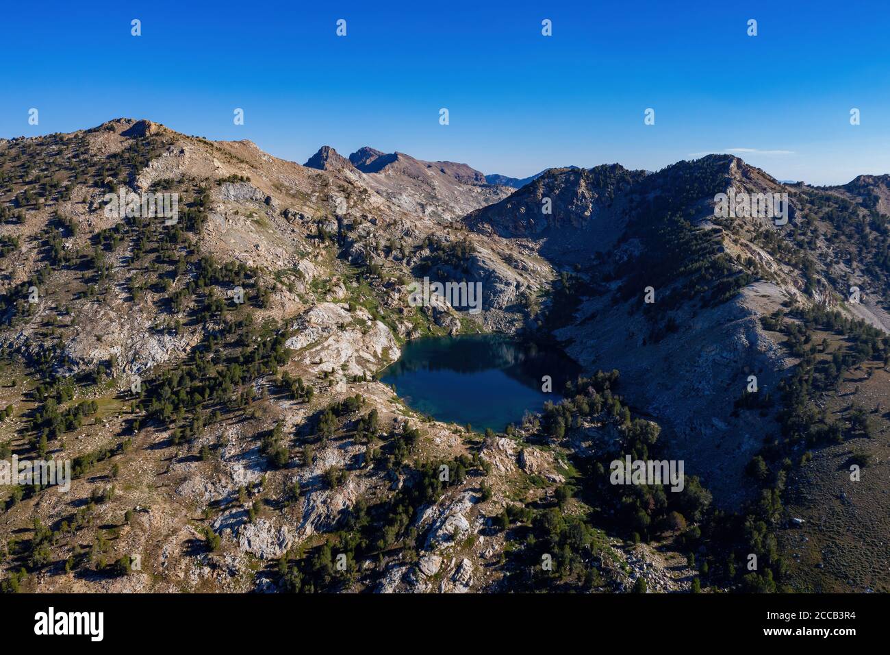 Aerial view of the beautiful Liberty Lake at Ruby Mountain, Nevada
