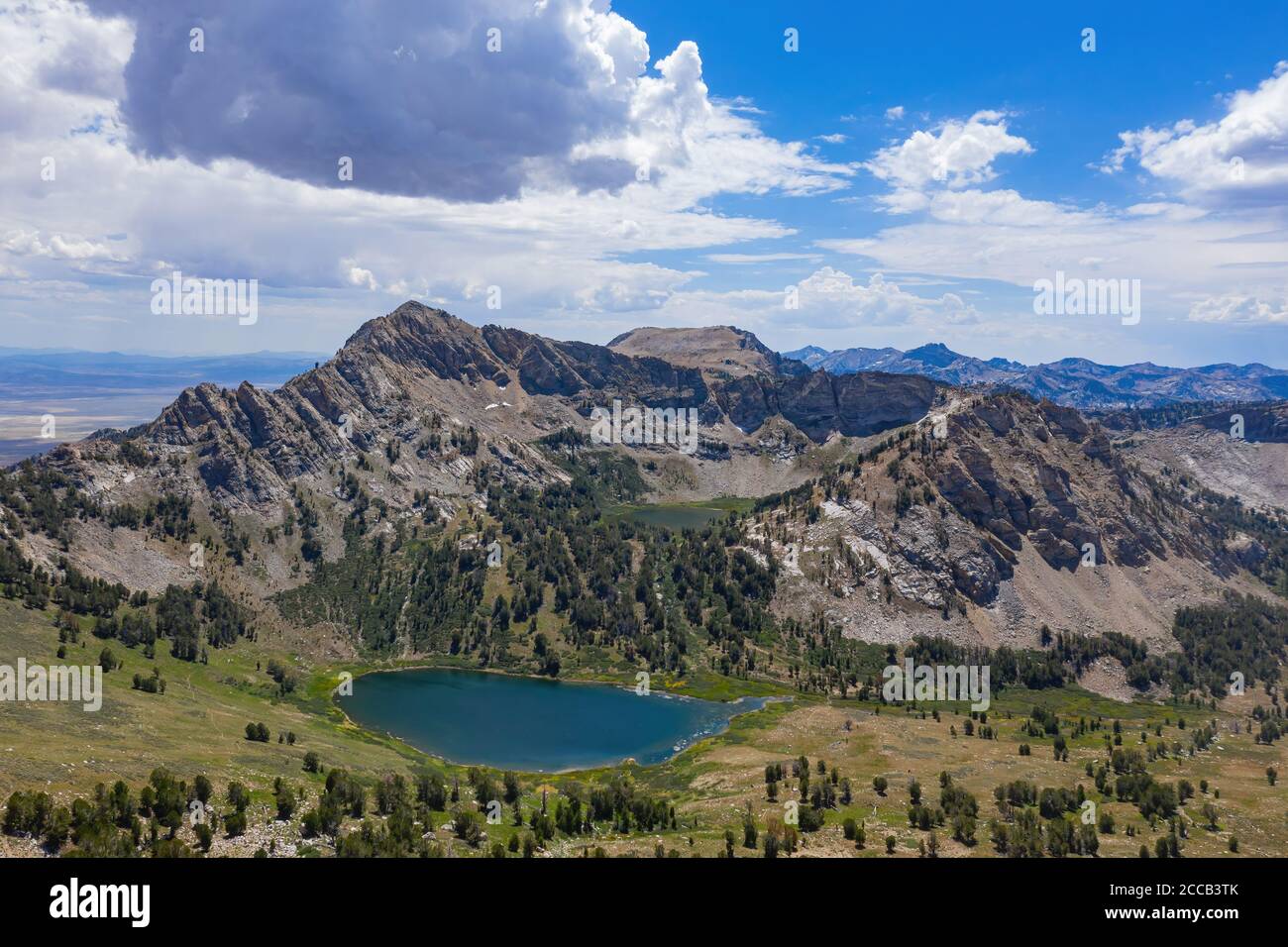 Aerial view of the beautiful Favre Lake at Ruby Mountain, Nevada, USA