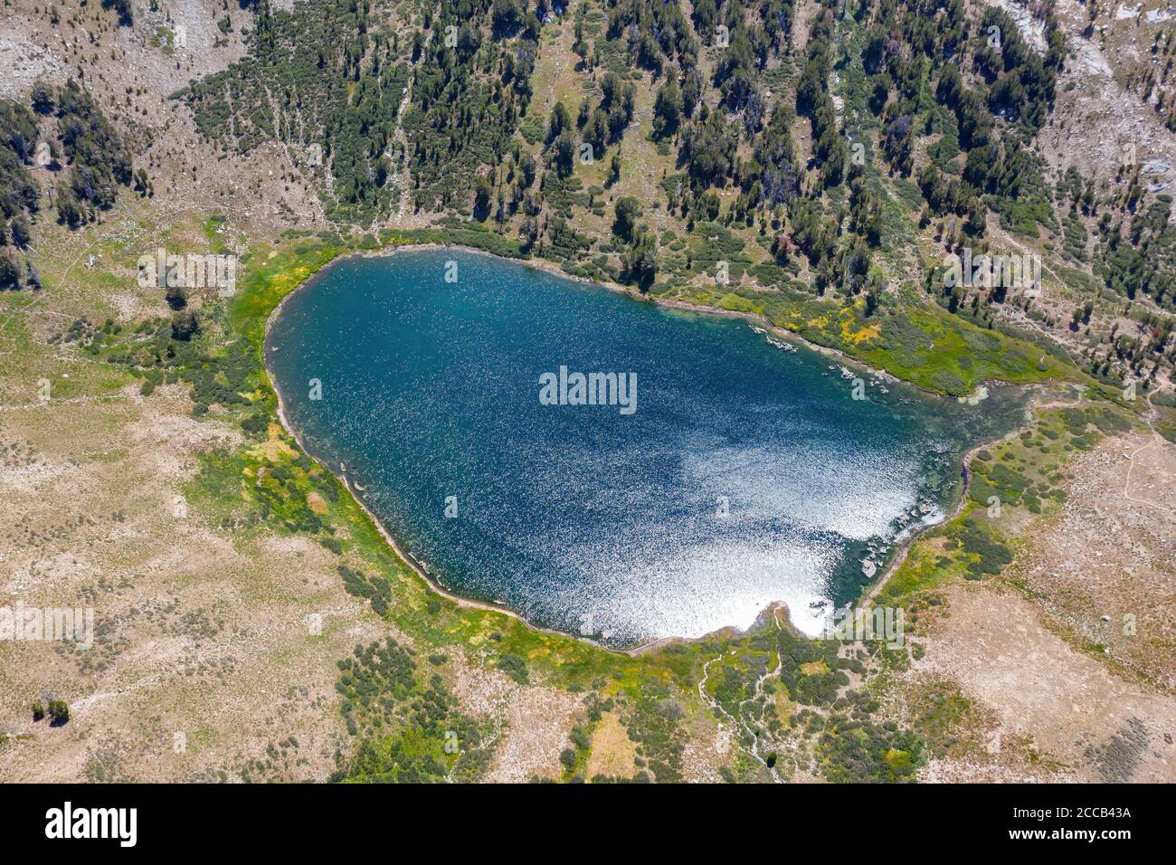 Aerial view of the beautiful Favre Lake at Ruby Mountain, Nevada, USA Stock Photo