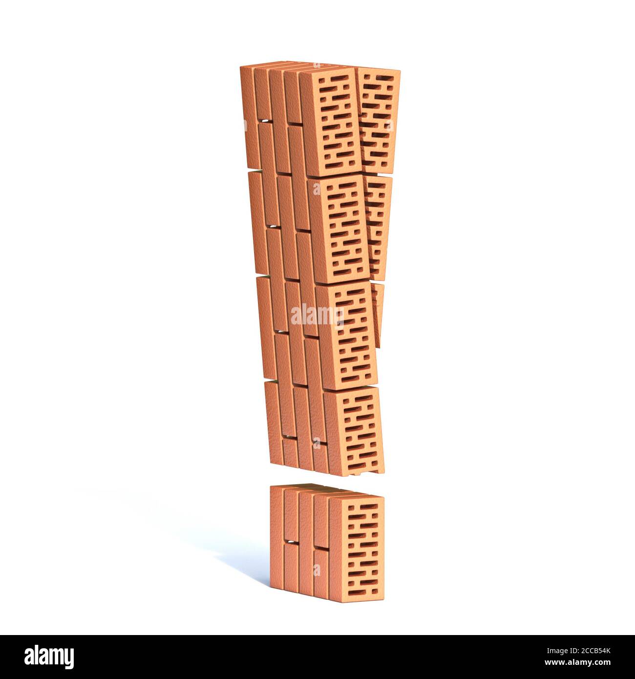 Brick wall font Exclamation mark 3D render illustration isolated on ...