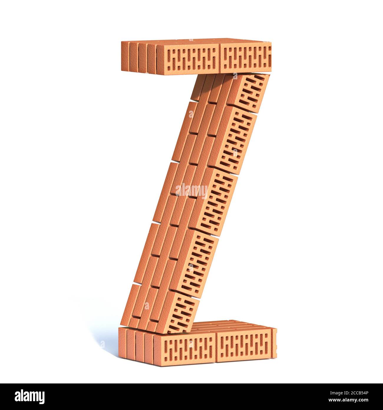 Brick wall font Letter Z 3D render illustration isolated on white ...