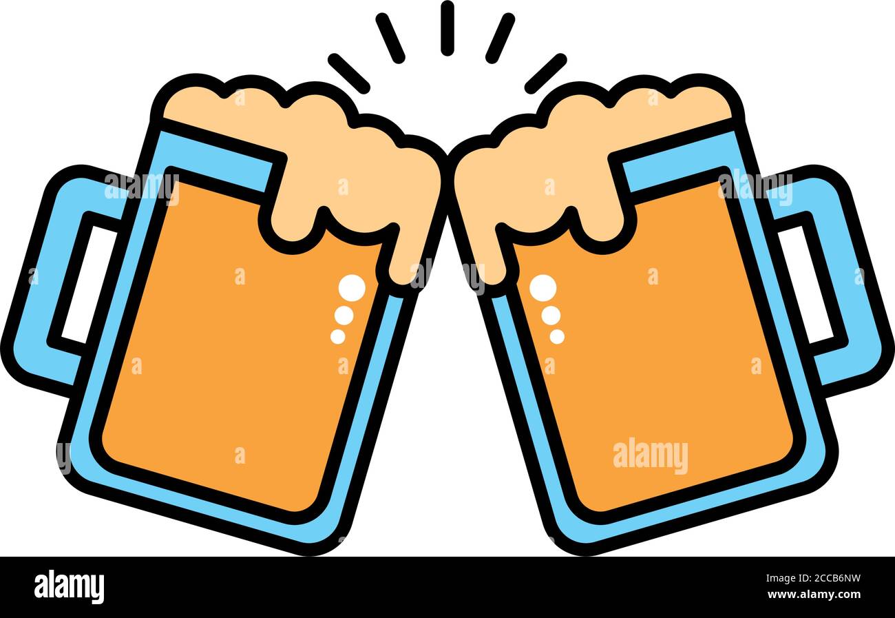 beer jars oktoberfest line and fill icons vector illustration design ...