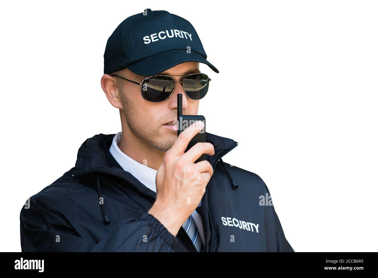 Security Guard Man Service. Defense And Protection Stock Photo