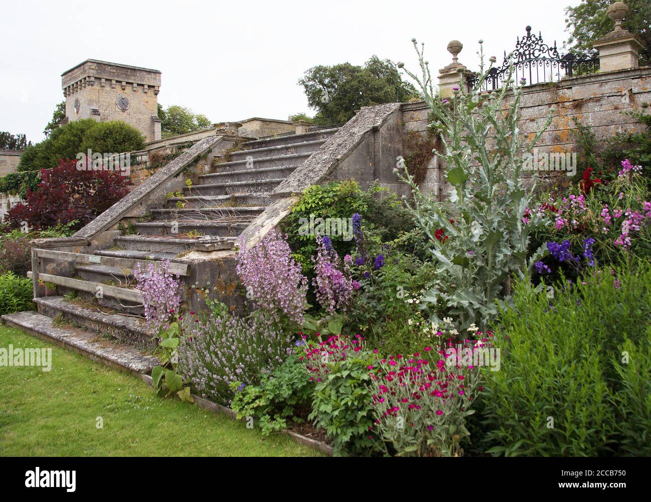 Herbaceous border in historic Easton Walled Gardens Stock Photo