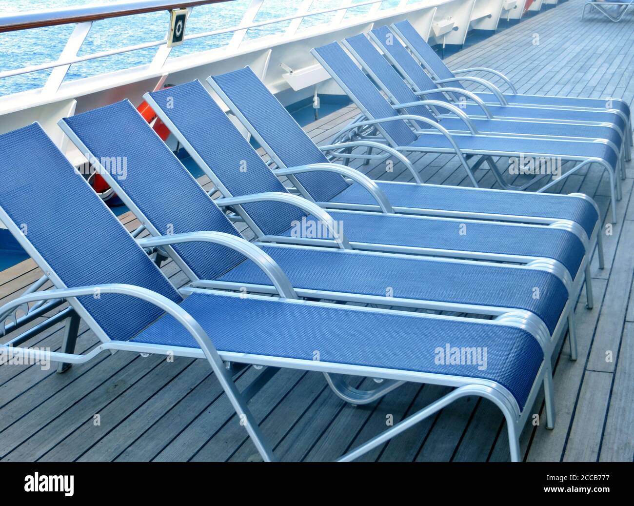 Empty deck chairs on a cruise ship Stock Photo Alamy