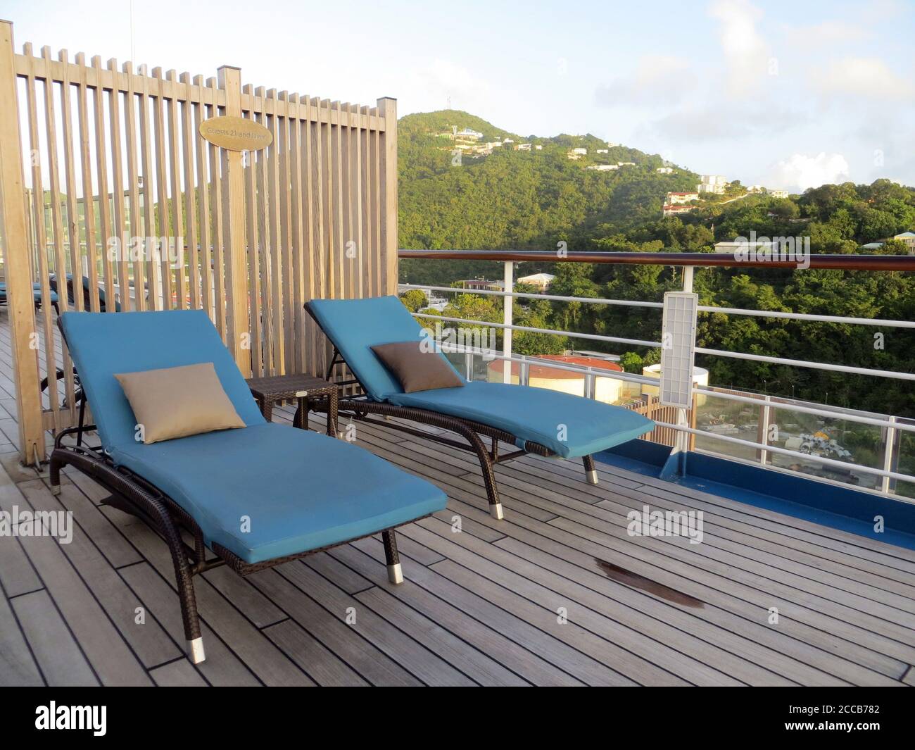 Empty deck chairs on a cruise ship Stock Photo - Alamy