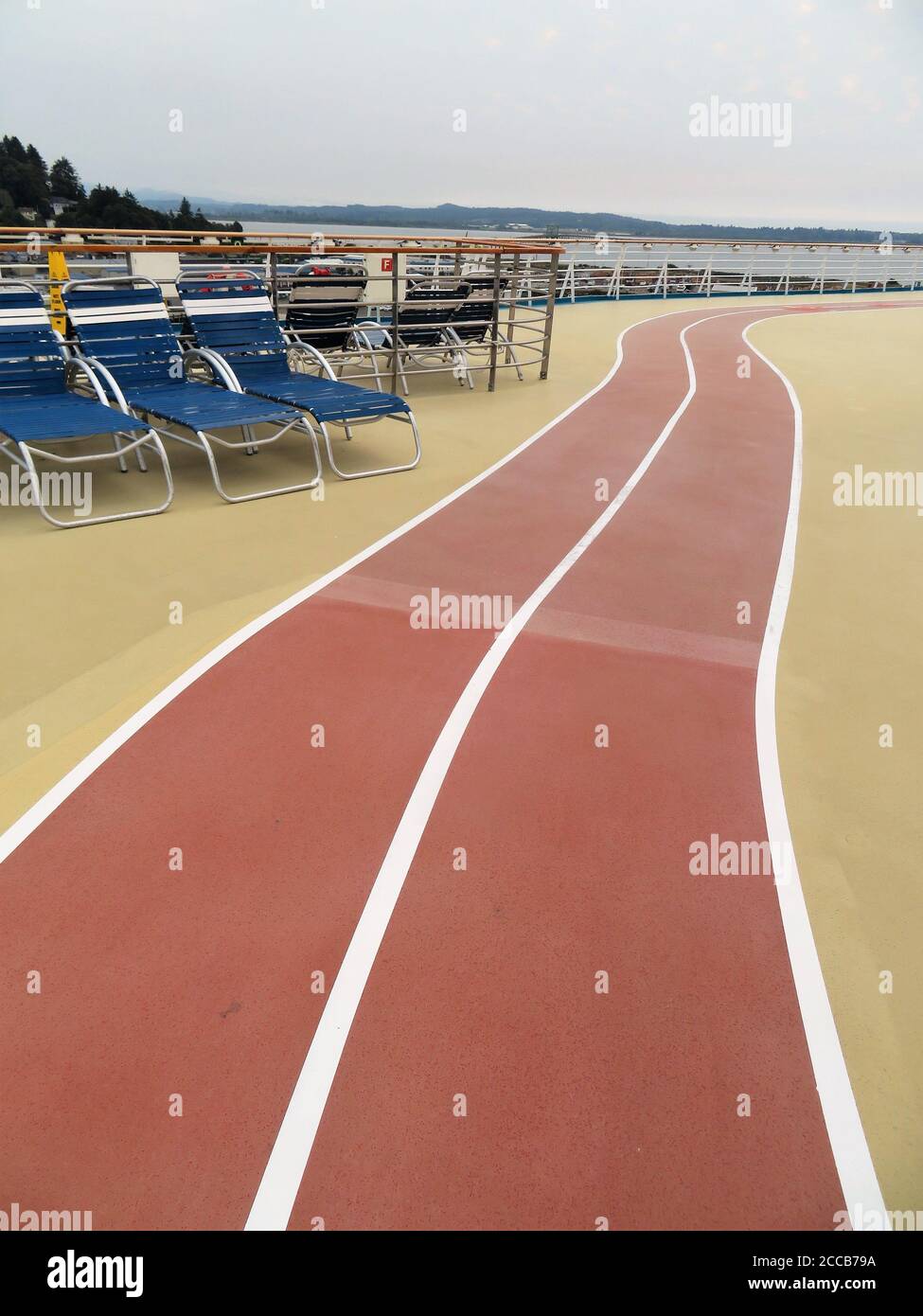 Jogging track on a cruise ship deck Stock Photo