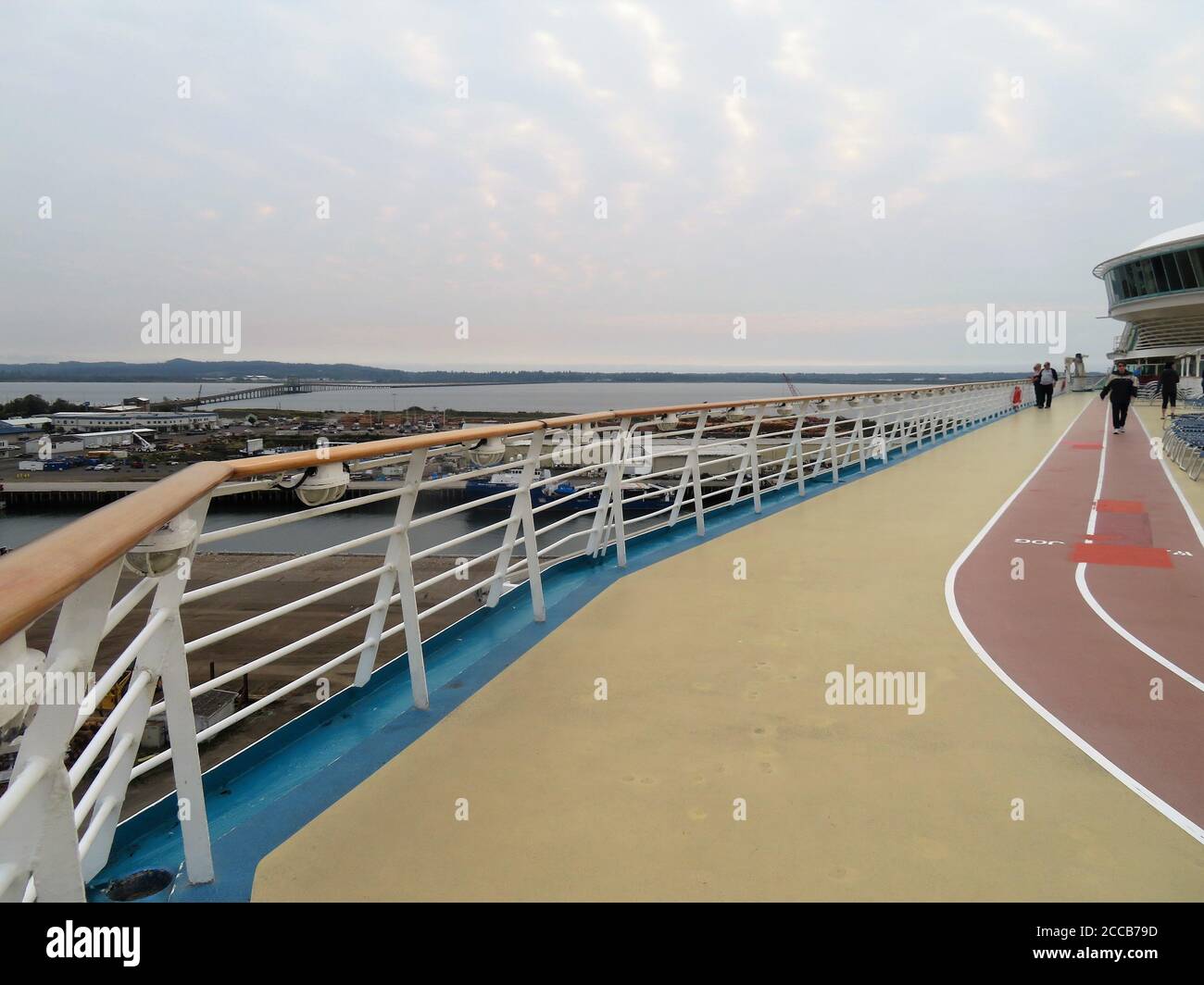 Cruise ship deck and railing Stock Photo