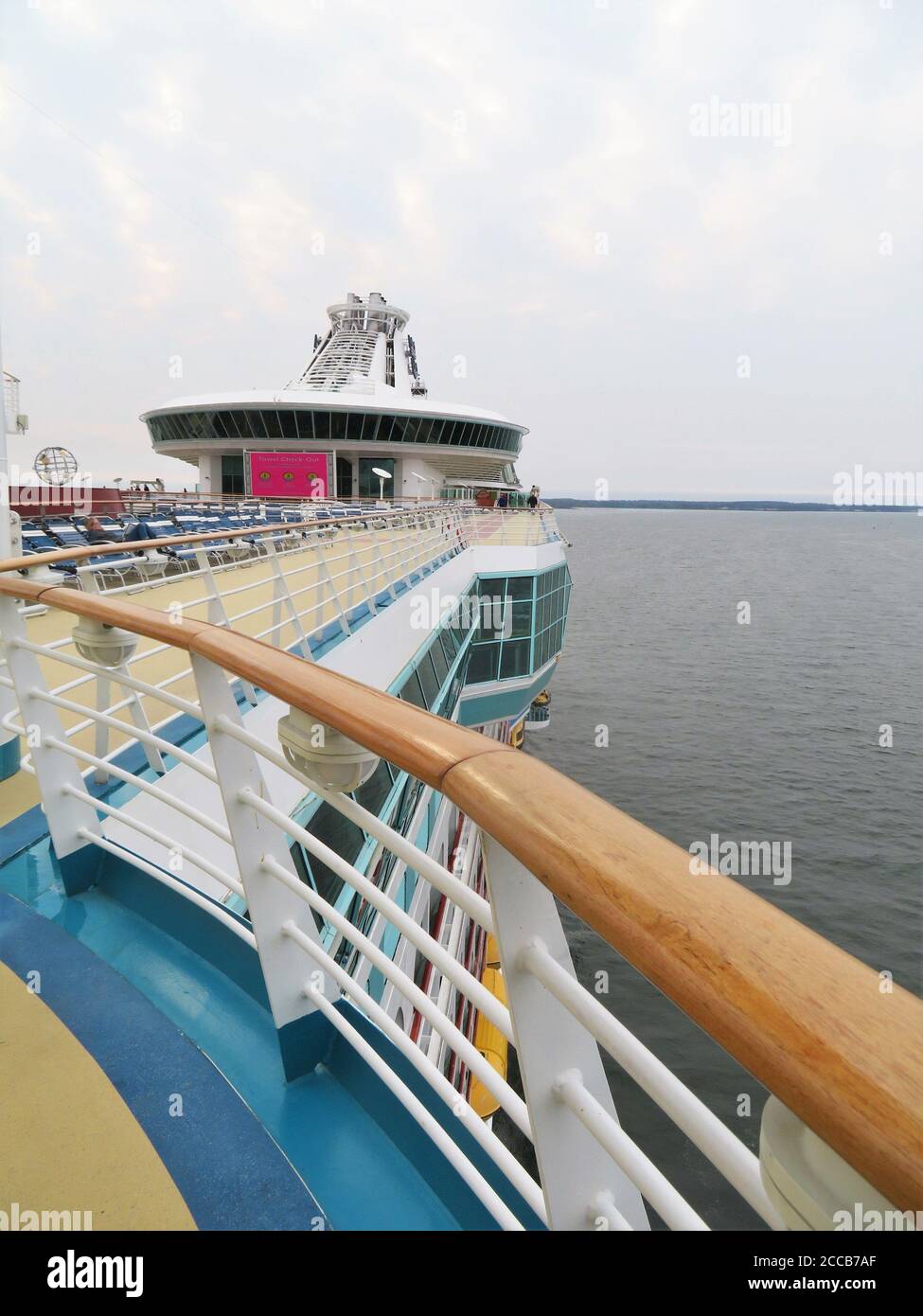 Cruise ship deck and railing Stock Photo