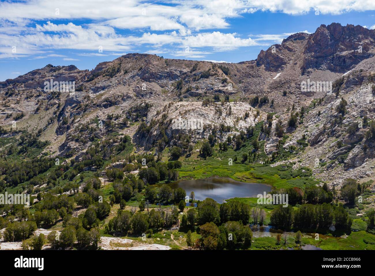 Aerial view of the beautiful Dollar Lakes and landscape at Ruby