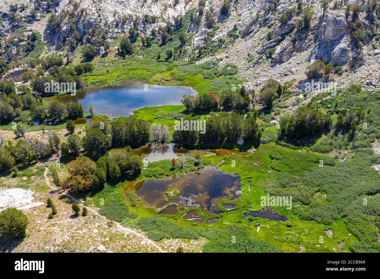 Aerial view of the beautiful Dollar Lakes and landscape at Ruby