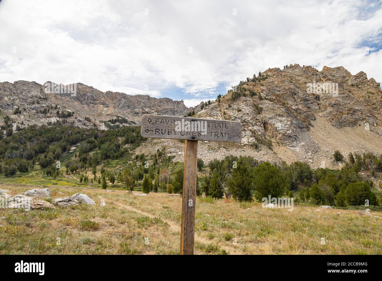 Sign of the Ruby Crest Trail and Favre Lake Trail at Ruby Mountain ...