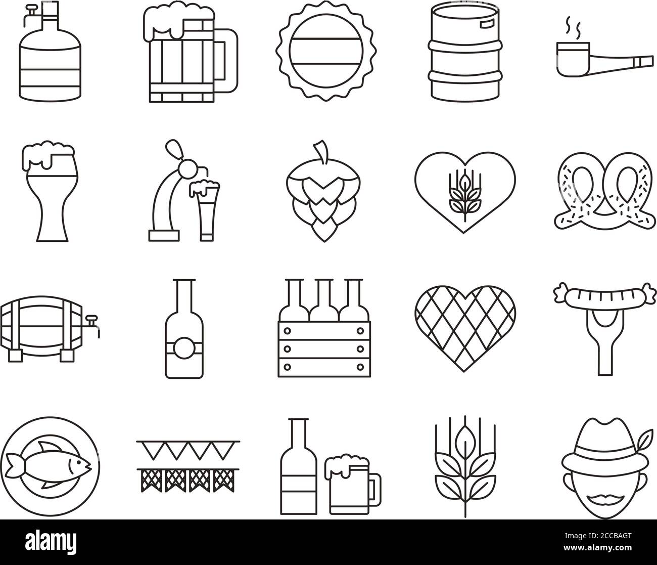 bundle of twenty oktoberfest set icons vector illustration design Stock ...