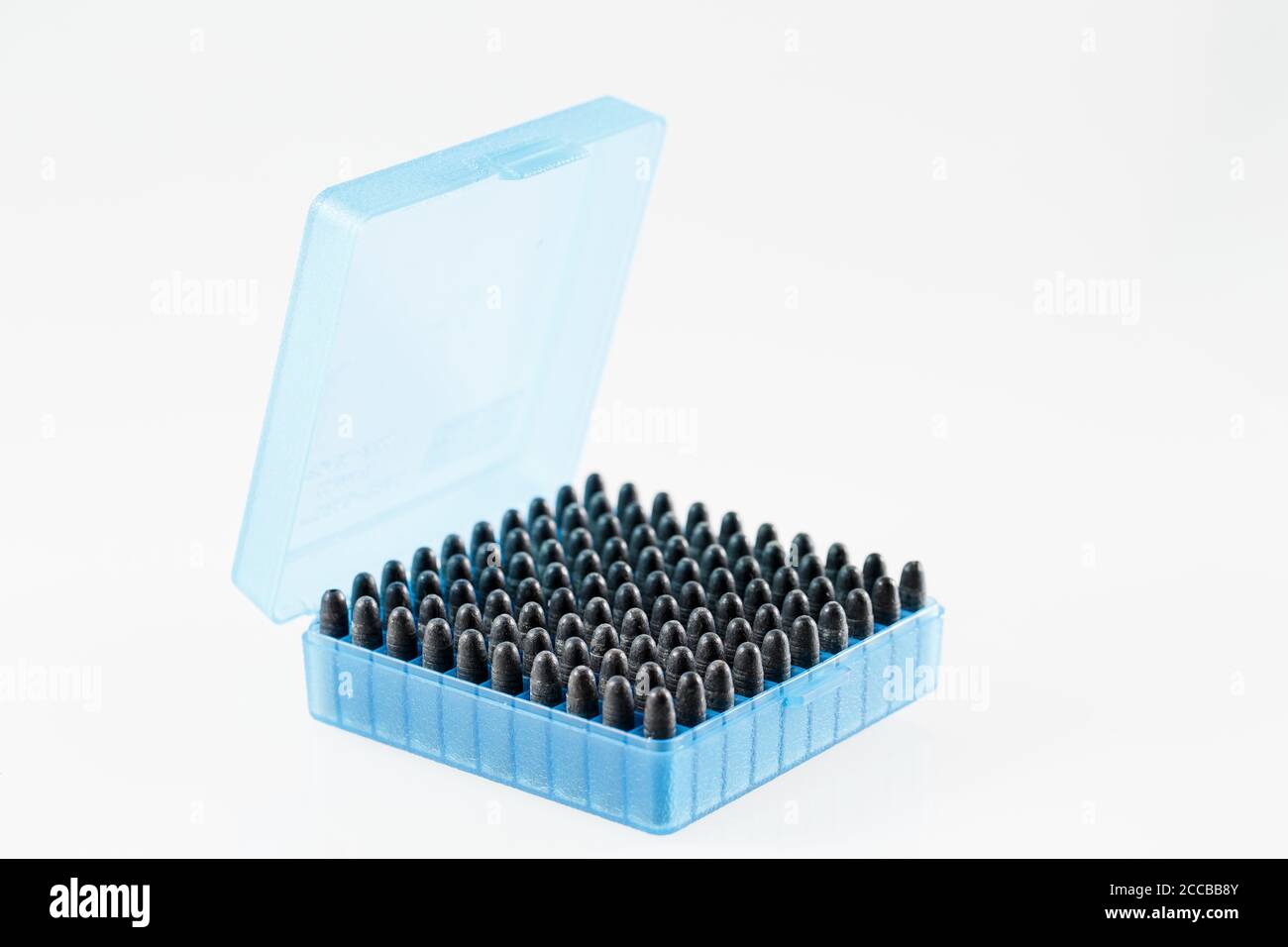Hunting cartridges in a plastic box. Bullet storage box Stock Photo - Alamy