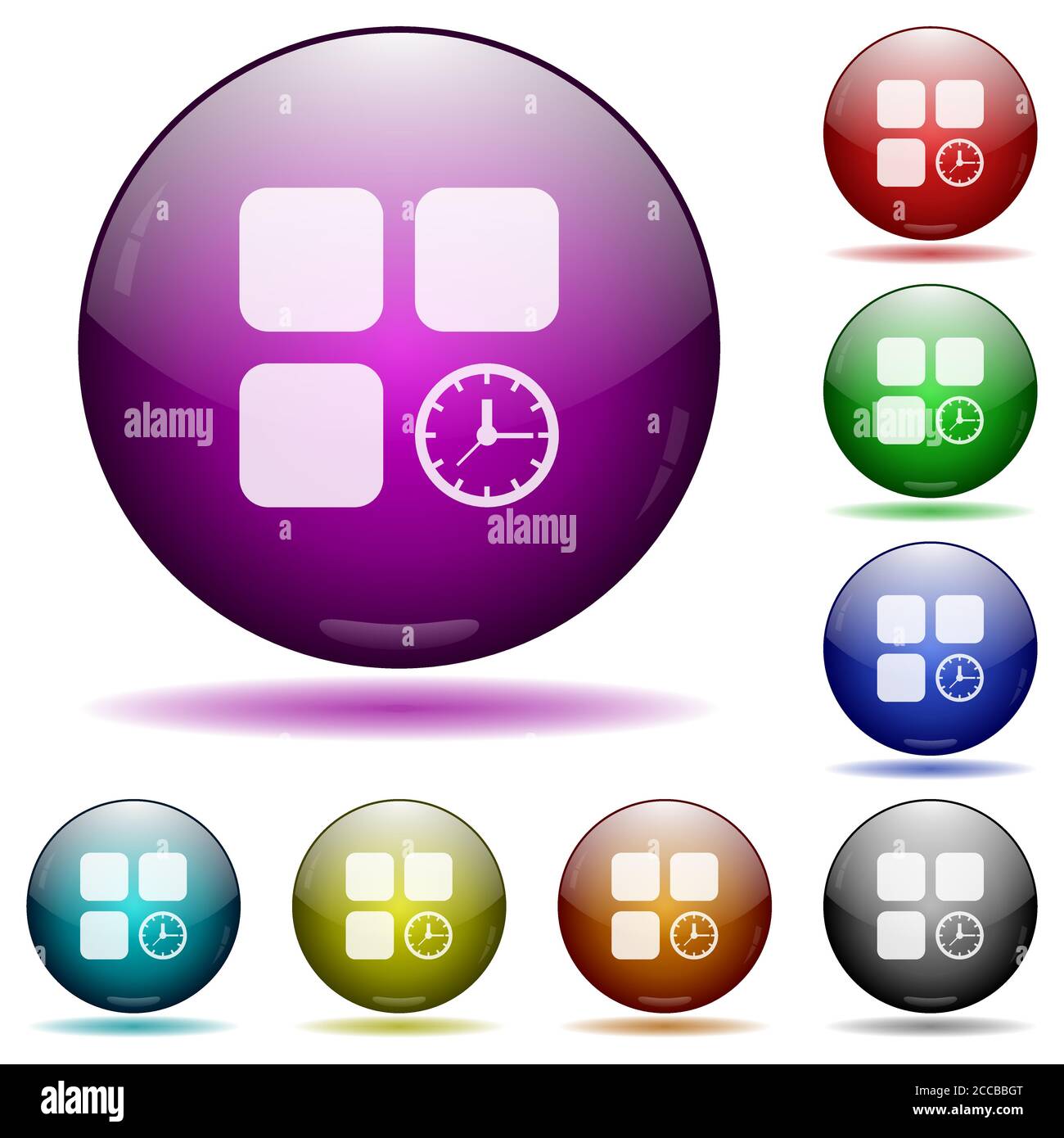 Component timer icons in color glass sphere buttons with shadows Stock ...