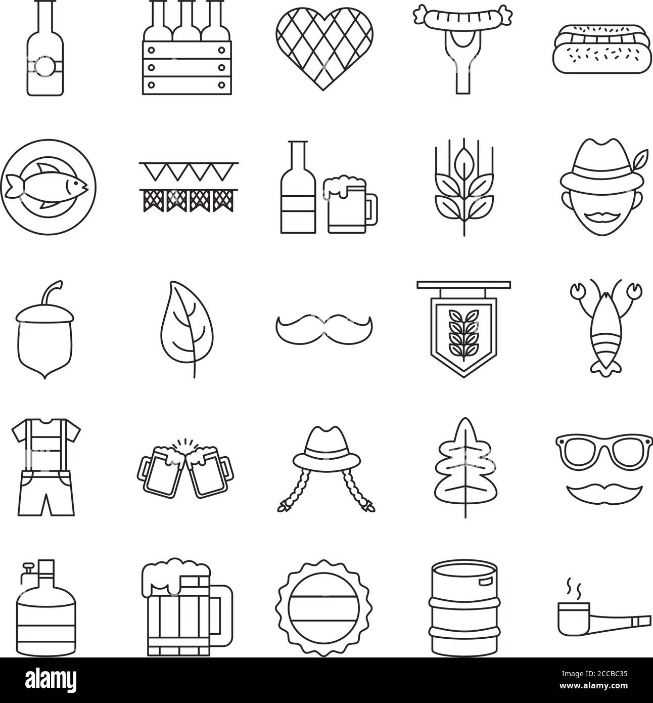 bundle of twenty five oktoberfest set collection icons vector ...
