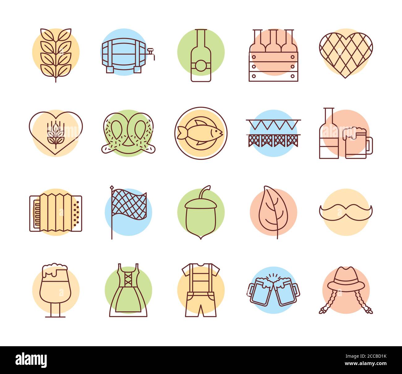 bundle of twenty oktoberfest set collection icons vector illustration ...