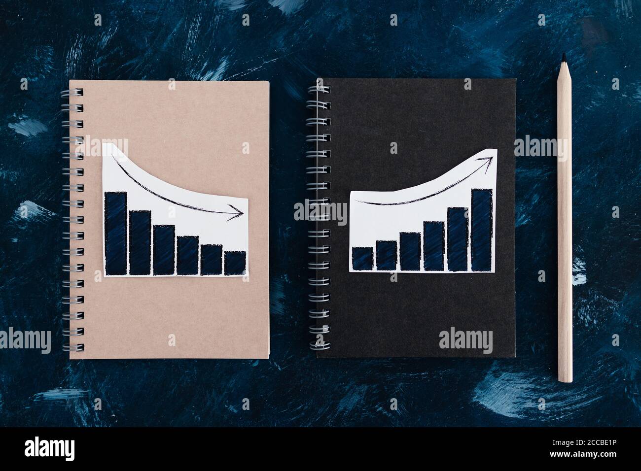 business analysis and statistics concept, desk with mixed graphs and ...