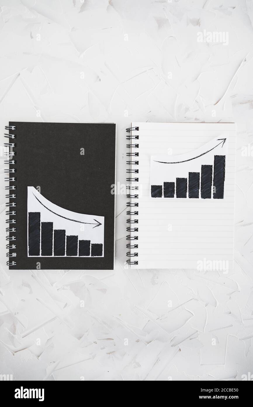 business analysis and statistics concept, positive and negative trends ...
