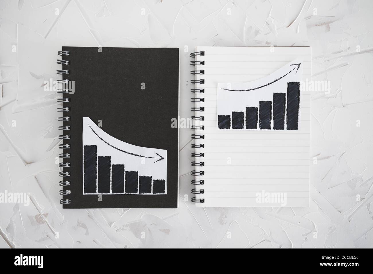 business analysis and statistics concept, positive and negative trends ...