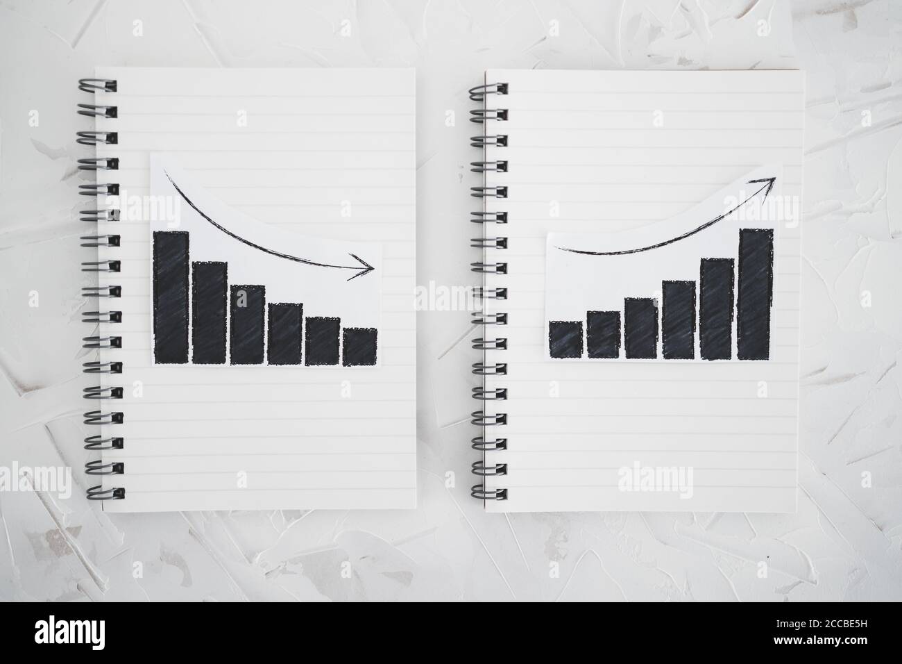 business analysis and statistics concept, positive and negative trends ...