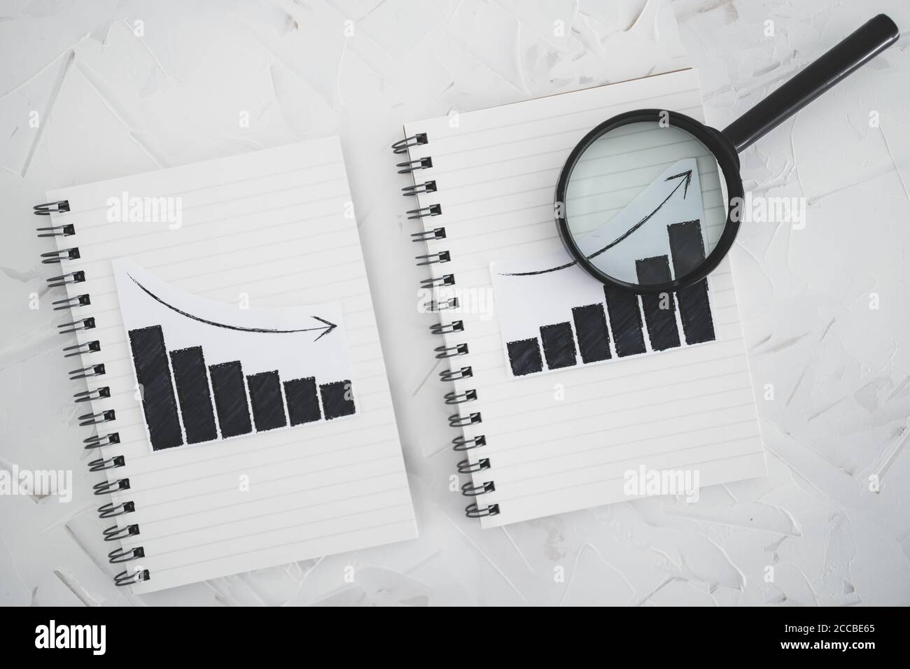 business analysis and statistics concept, positive and negative trends ...