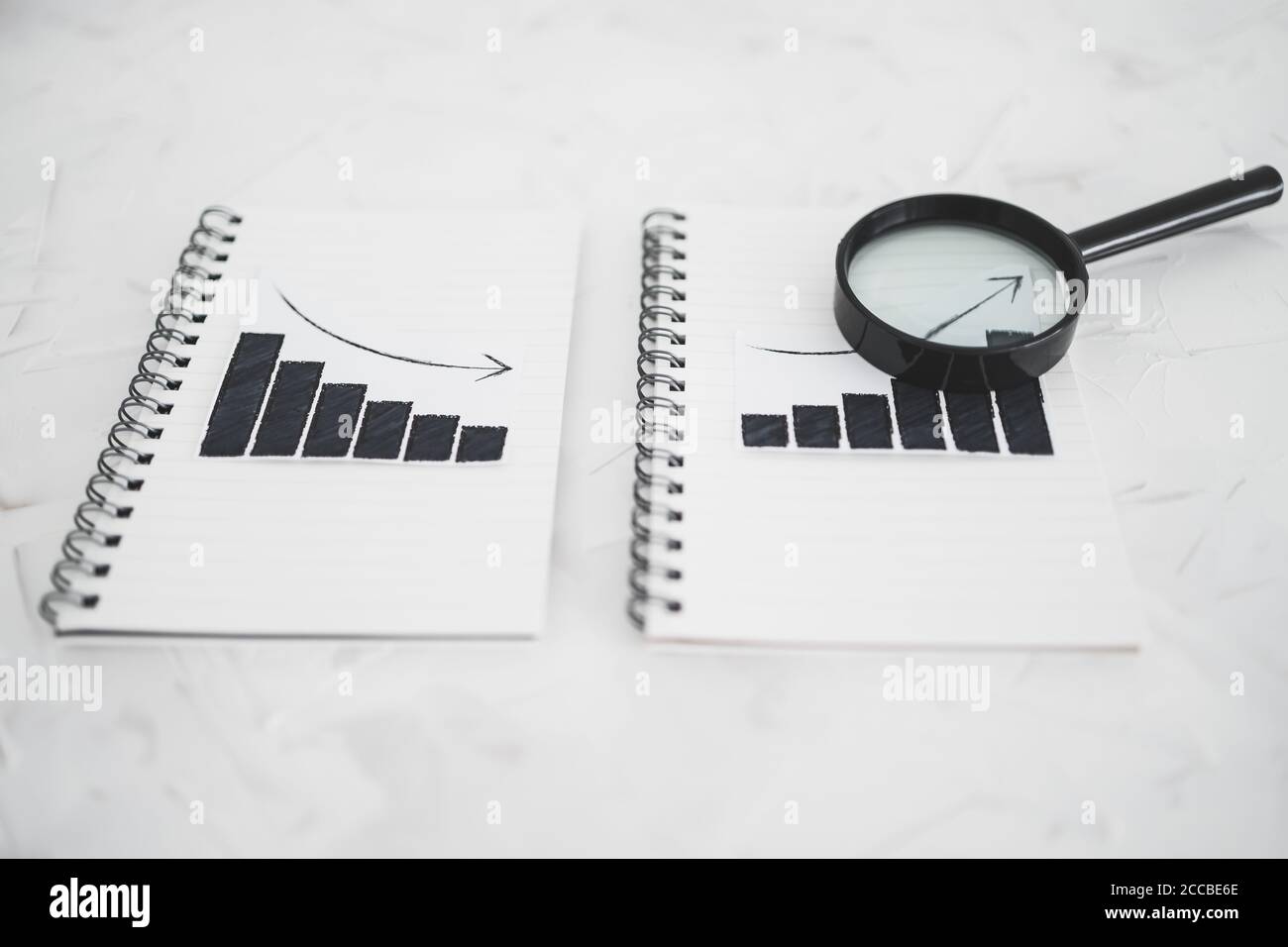 business analysis and statistics concept, positive and negative trends ...
