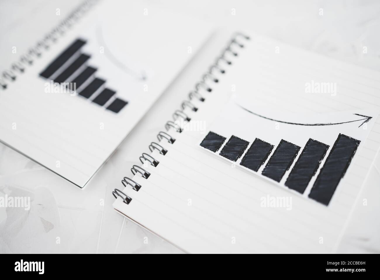 business analysis and statistics concept, positive and negative trends ...