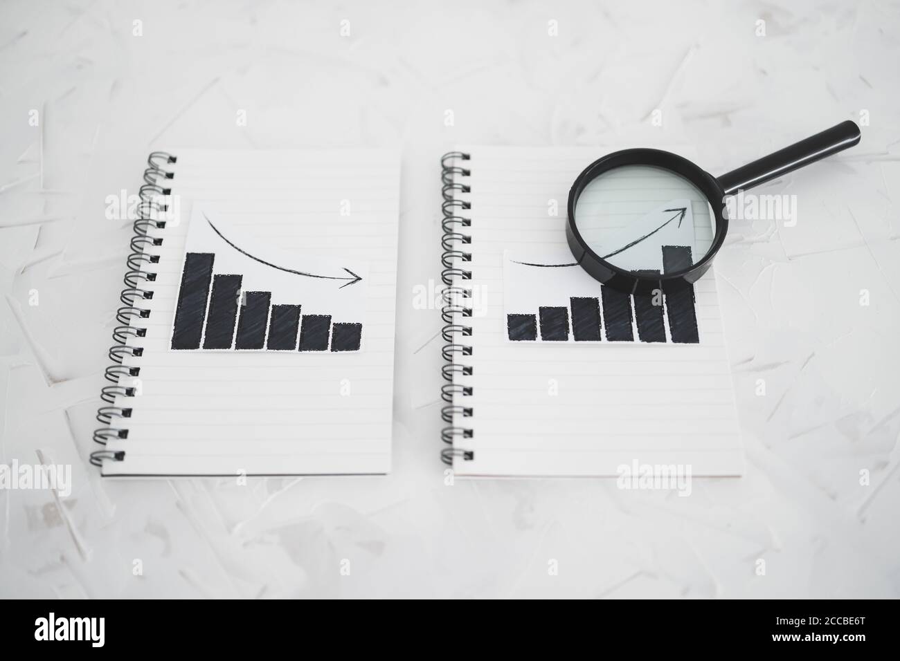 business analysis and statistics concept, positive and negative trends ...