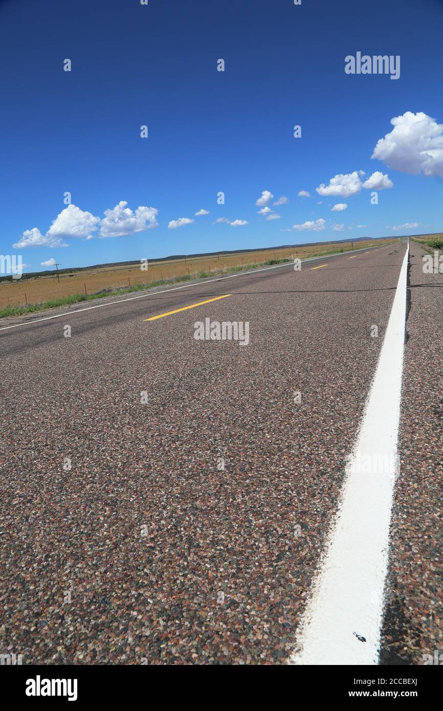 Wide open road on old Route 66 outside Kingman, Arizona Stock Photo