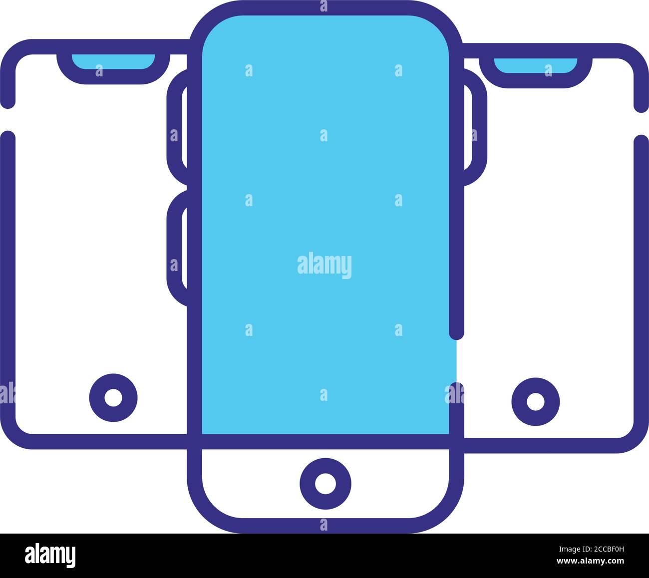 smartphones devices line and fill style icons vector illustration ...