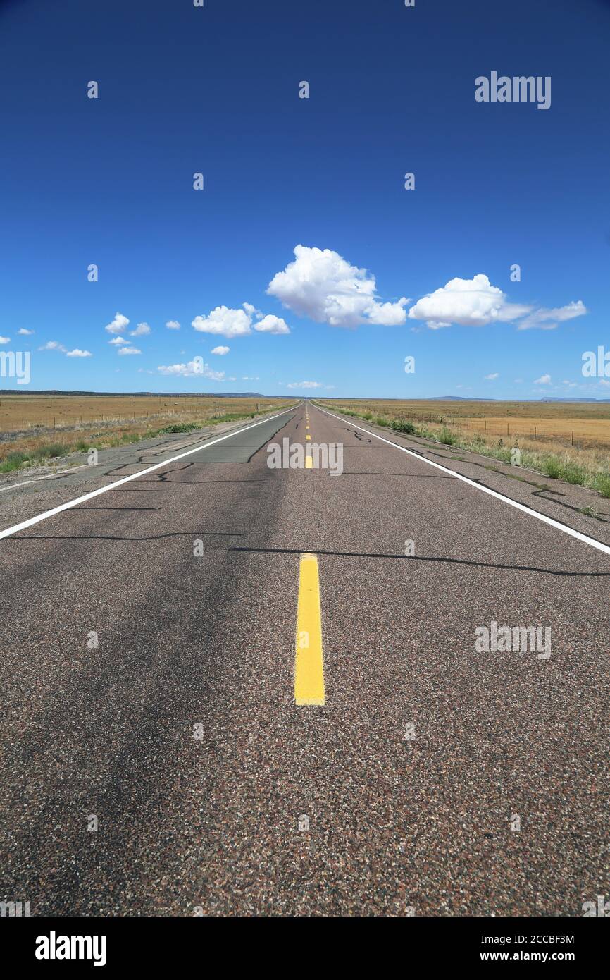 Wide open road on old Route 66 outside Kingman, Arizona Stock Photo