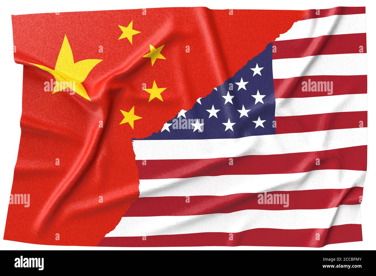 China USA Flag Merged 3D Stock Photo