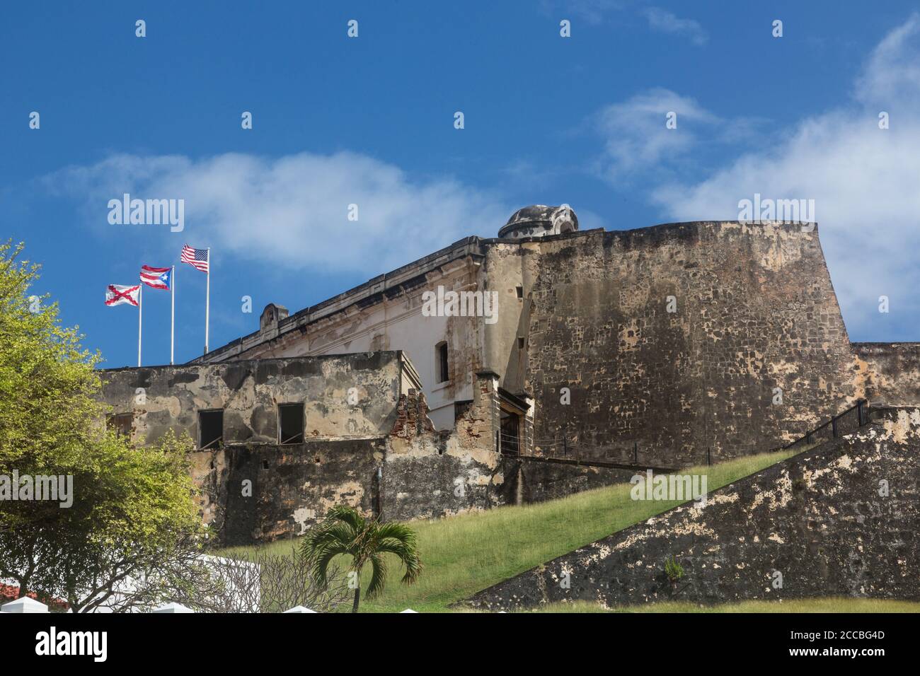 Castillo San Cristobal, part of the defenses of Old San Juan, Puerto Rico, was the largest European fortification ever built in the Americas.  Nationa Stock Photo
