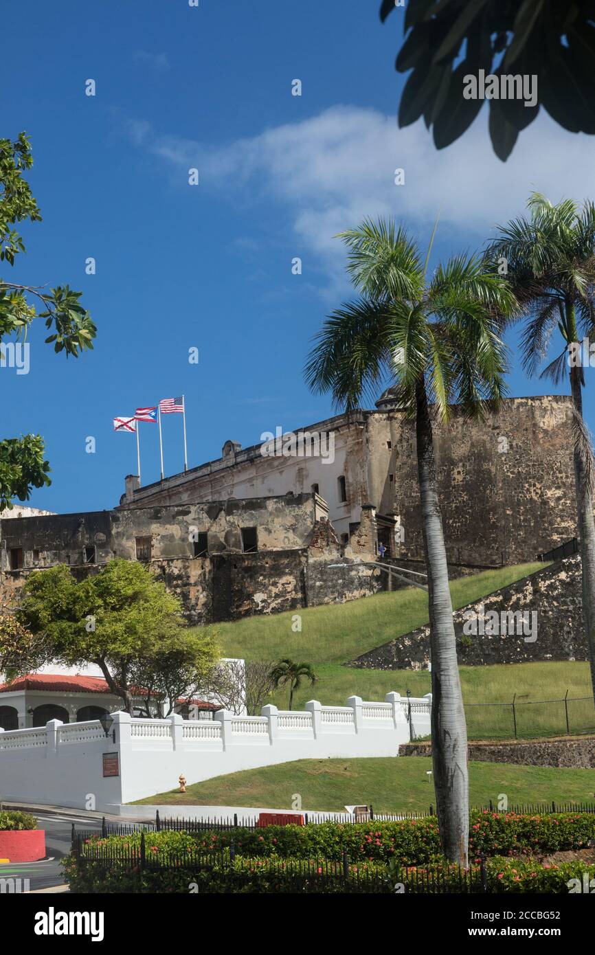 Castillo San Cristobal, part of the defenses of Old San Juan, Puerto Rico, was the largest European fortification ever built in the Americas.  Nationa Stock Photo