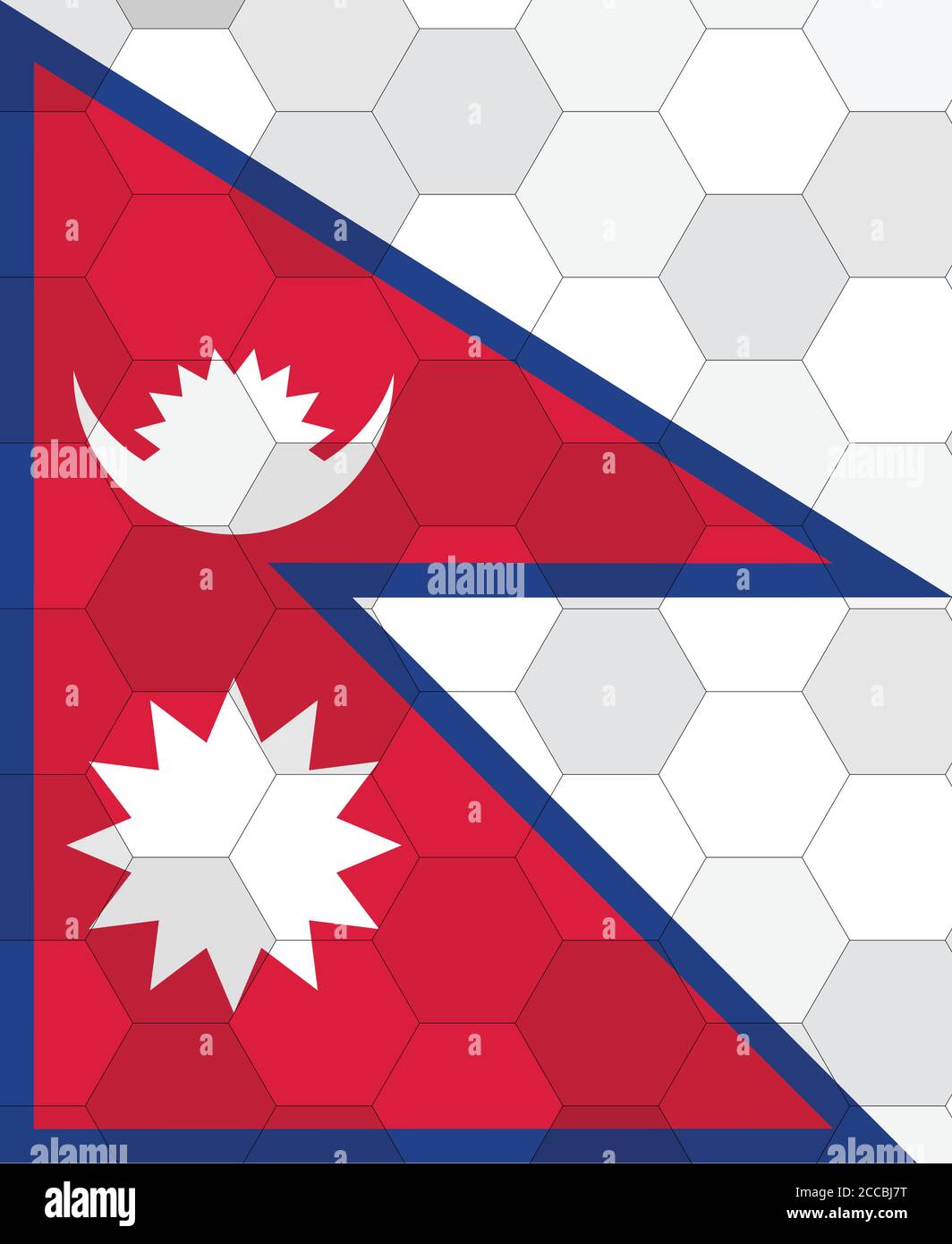 Nepal flag illustration. Futuristic Nepali flag graphic with abstract