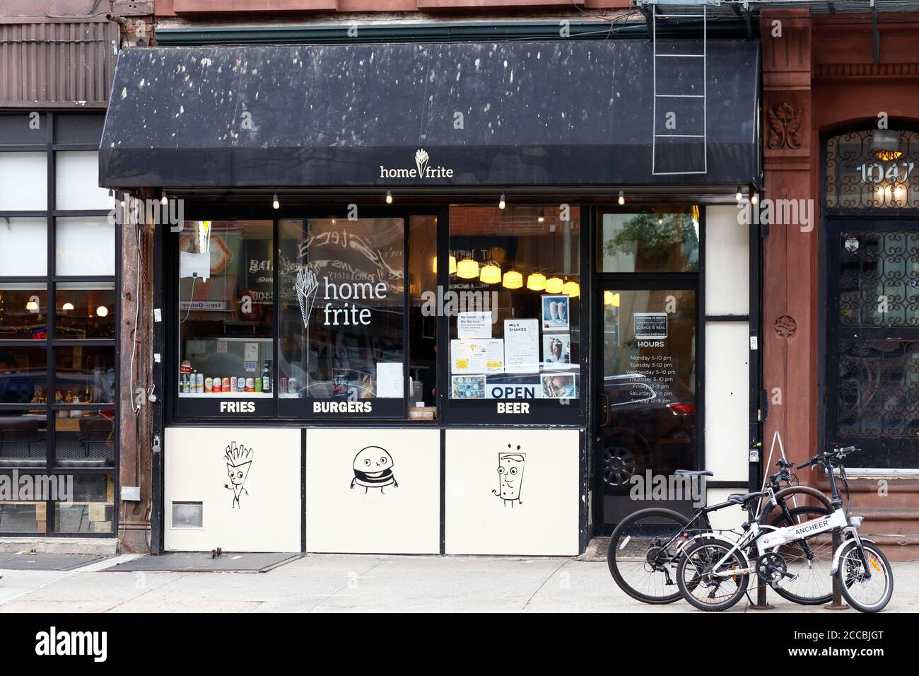Home Frite, 1047 Bedford Ave, Brooklyn, New York. NYC storefront photo of a hamburger and belgian fries restaurant in the Bedford Stuyvesant neighborh Stock Photo