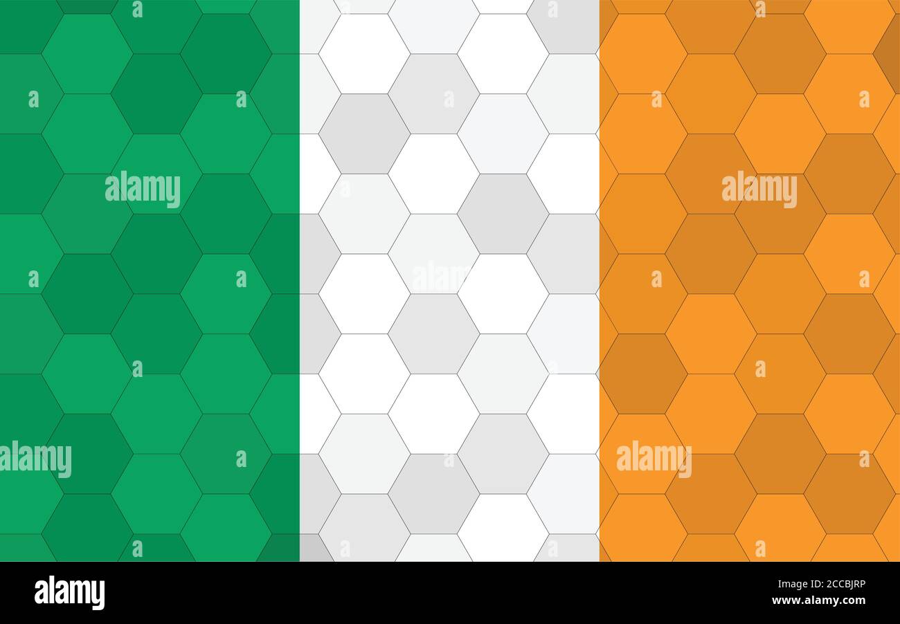 Ireland Flag Illustration Futuristic Irish Flag Graphic With Abstract Ireland Flag Illustration Futuristic Irish Flag Graphic With Abstract Hexagon Background Vector Ireland National Flag Symbolizes Independence 2CCBJRP