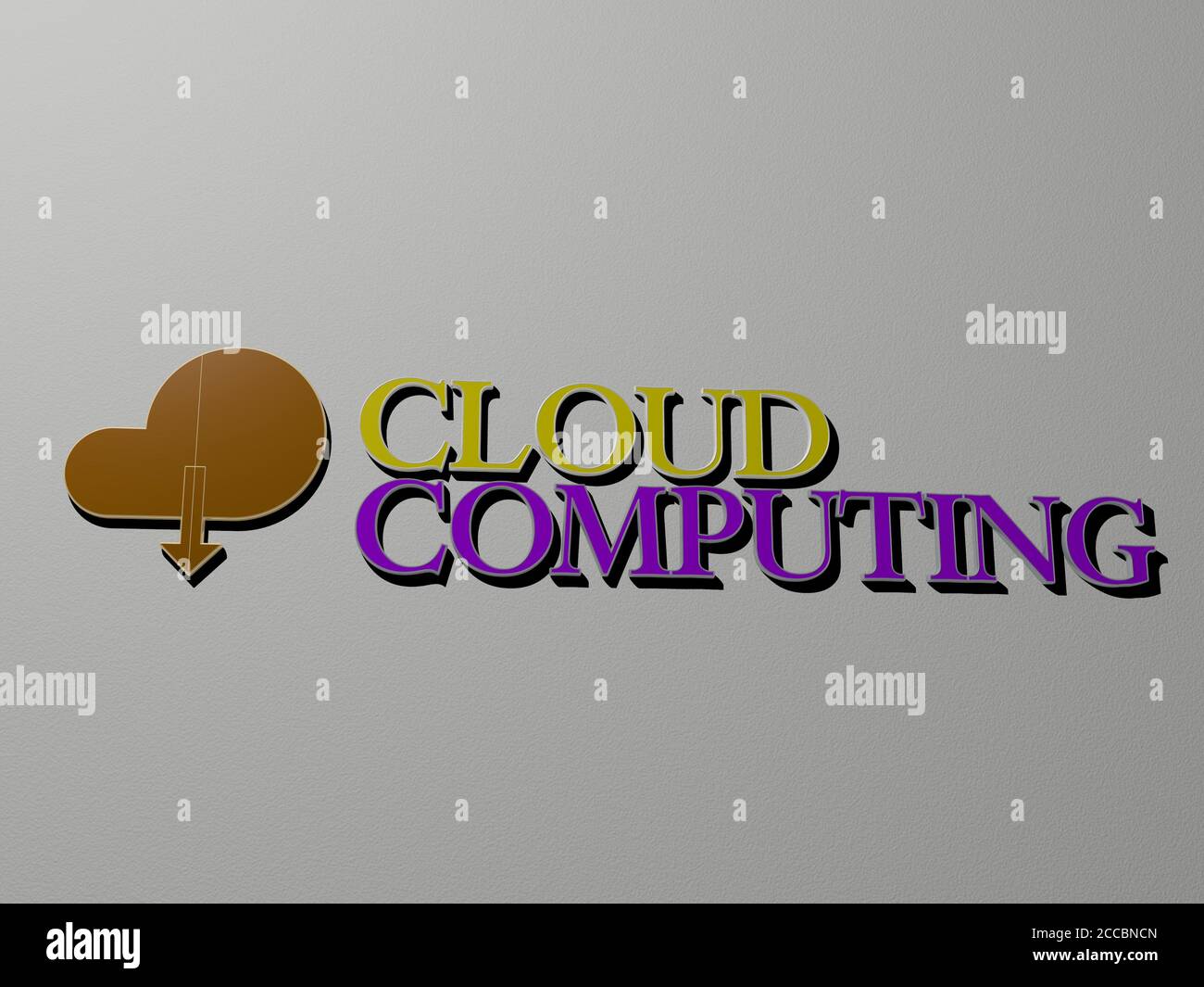 3D illustration of CLOUD COMPUTING graphics and text made by metallic ...