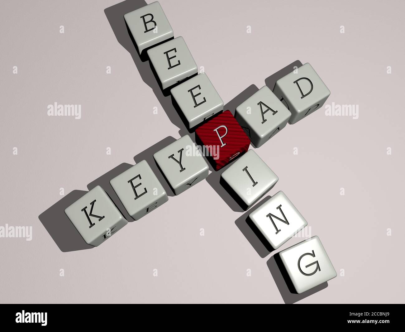 keypad beeping crossword by cubic dice letters, 3D illustration Stock ...