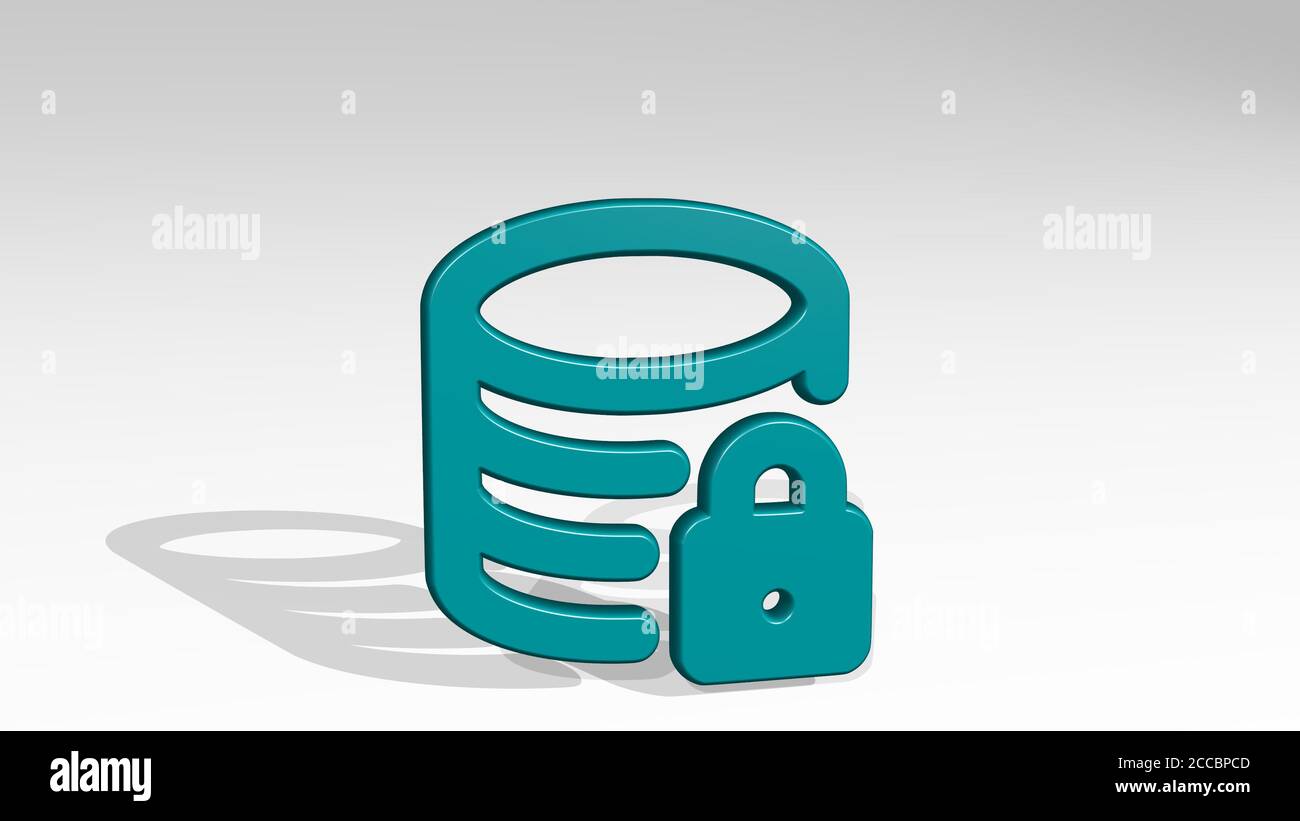 DATABASE LOCK ALTERNATE 3D icon casting shadow, 3D illustration Stock ...