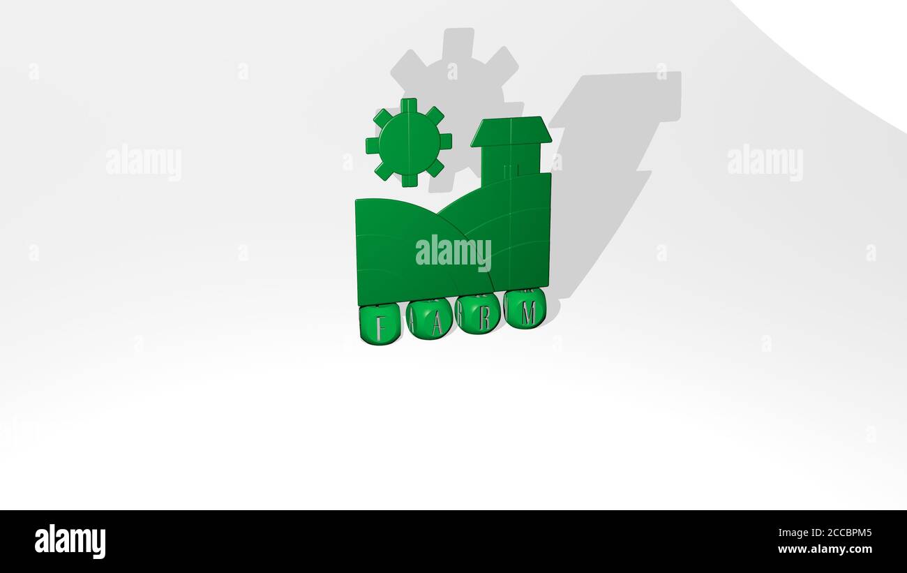 FARM 3D icon over cubic letters, 3D illustration Stock Photo - Alamy