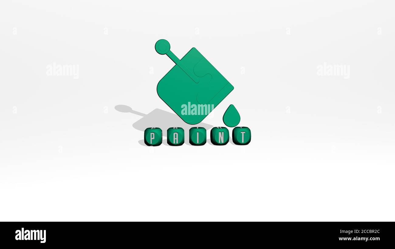 paint 3D icon over cubic letters, 3D illustration Stock Photo - Alamy