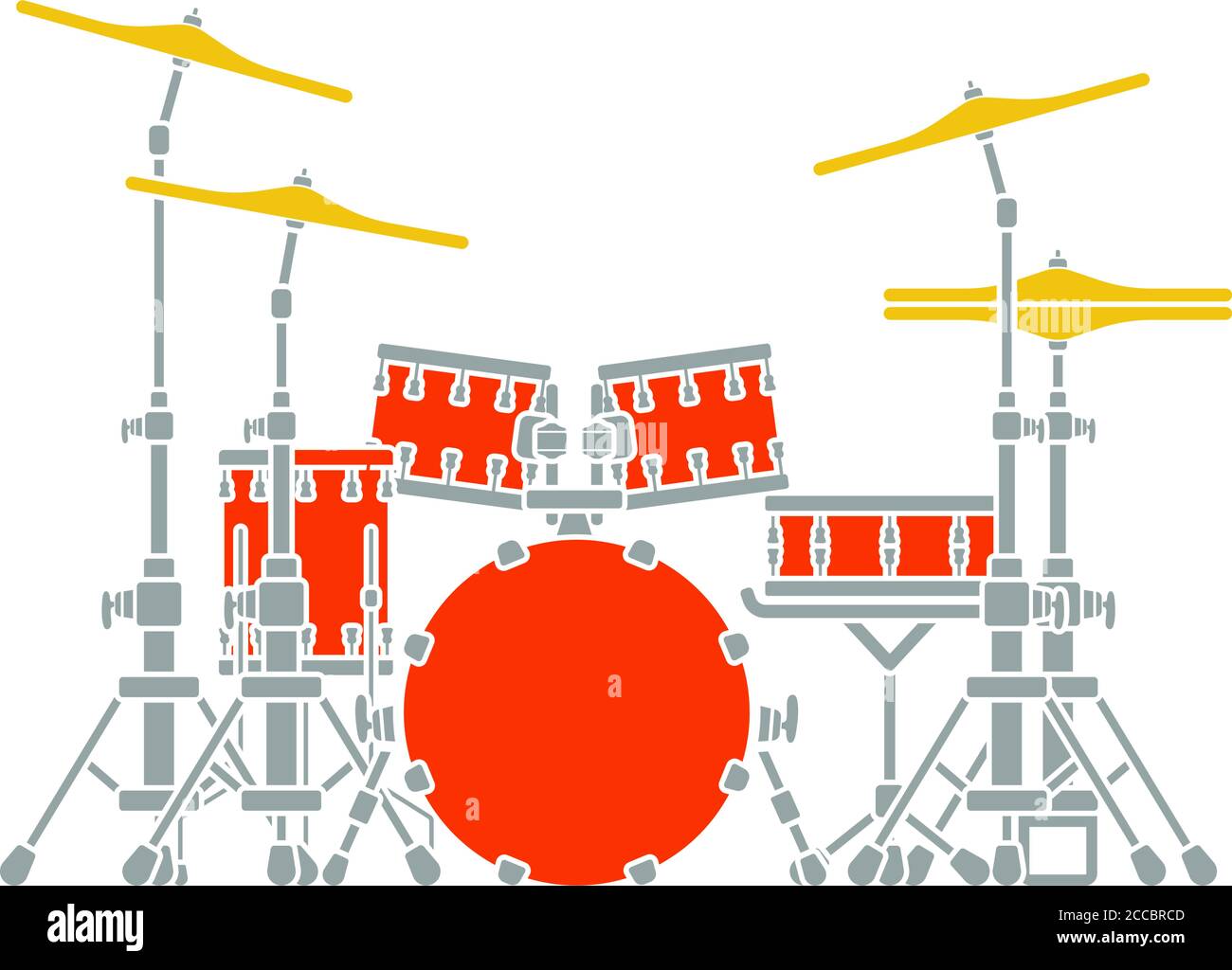 Drum Set Icon. Flat Color Design. Vector Illustration Stock Vector ...
