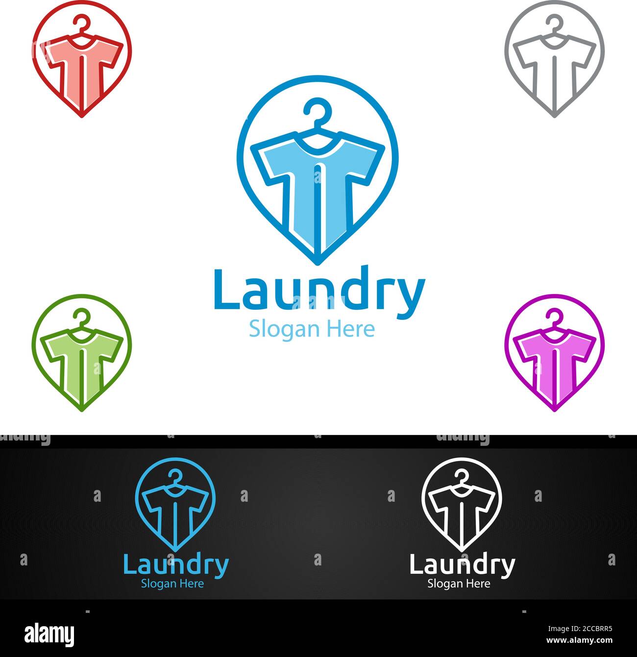 Pin Laundry Dry Cleaners Logo with Clothes, Water and Washing Concept ...