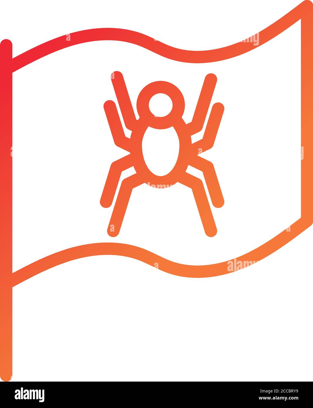 flag with spider security gradient style icon vector illustration design Stock Vector