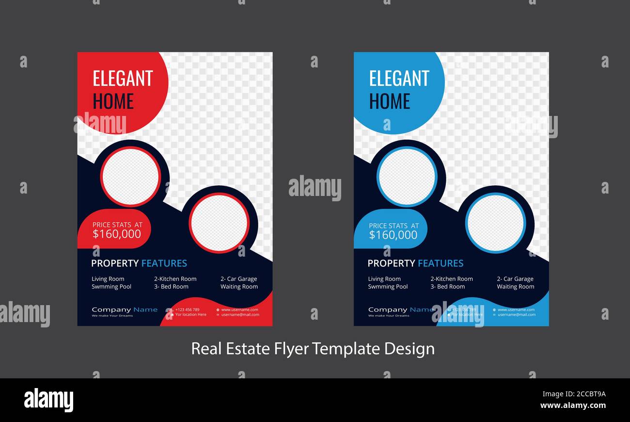 Modern and Creative Real Estate Flyer Template Design. Stock Vector