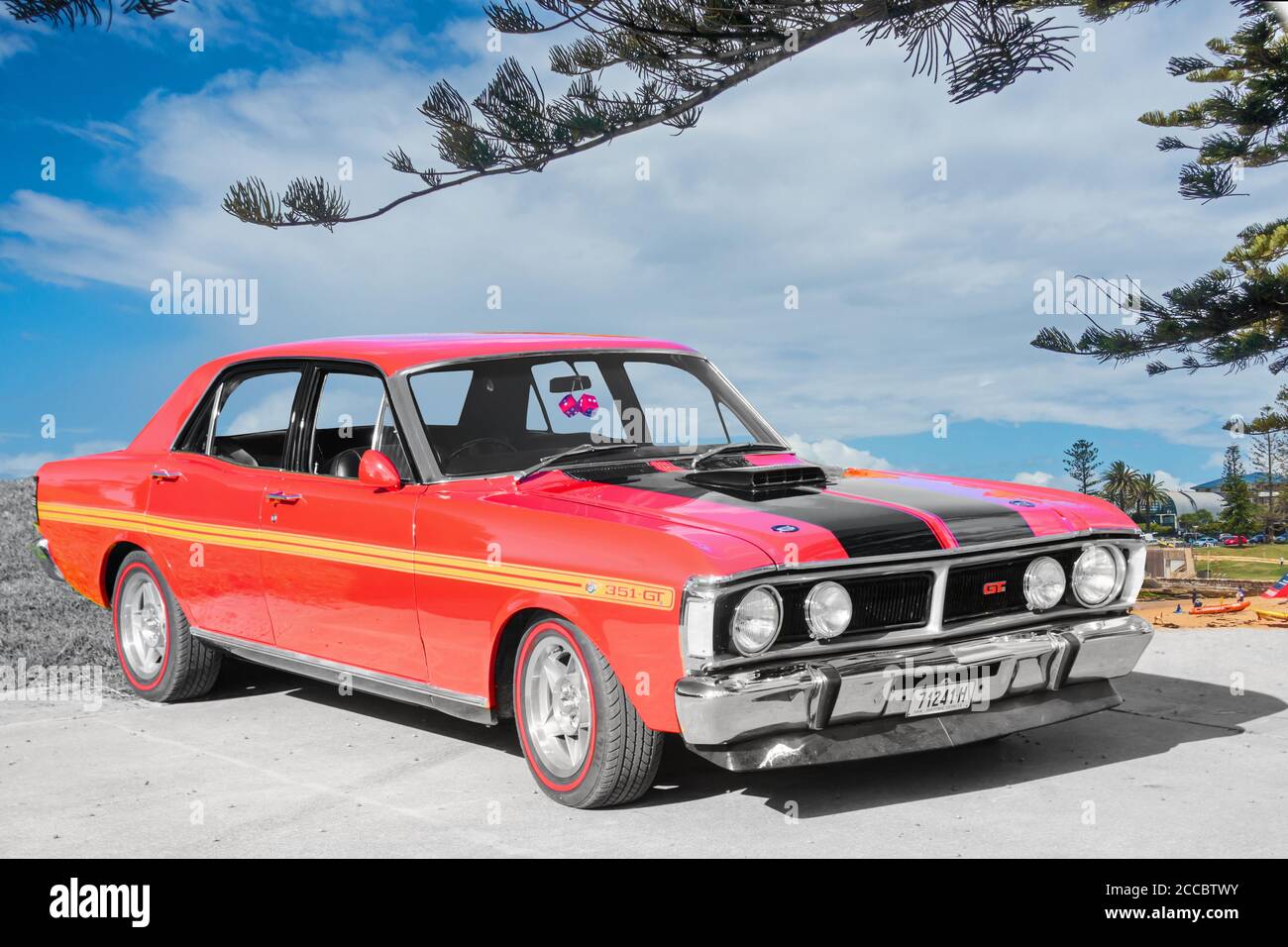 Ford Falcon 351-GT, a four door sports sedan built at Ford's Broadmeadows plant in Australia from 1970 to 1972. It had a 351 cubic inch Cleveland V8 Stock Photo