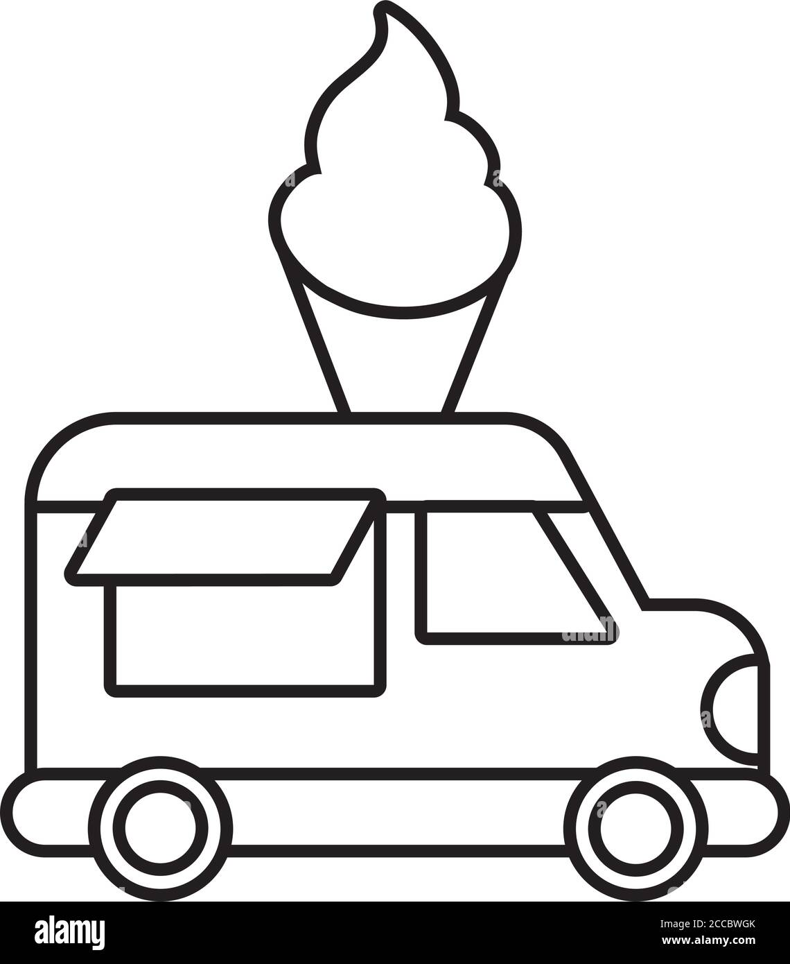 ice cream fair car line style icon vector illustration design Stock Vector